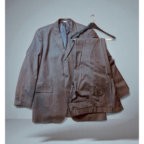 Banana Republic Mens Wool Suit 2 Pc Brown Pinstripe, 36Long, 34x34 - Picture 1 of 16